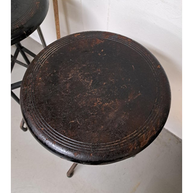 Antique Industrial Vitek Adjustable Height Stools Set of Three For Sale In New York - Image 6 of 18