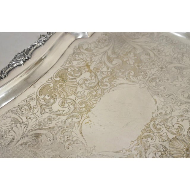 Early 20th Century Vintage Community Ascot Sheffield Large Victorian Silver Plated Platter Bar Tray For Sale - Image 5 of 12