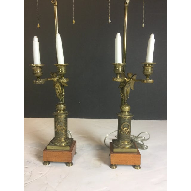 Magnificent beautiful Empire style two branch light and lamp Lite the light Golden Gilded bronze Candelabra on ormolu...