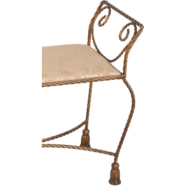 Gold Finish Metal Tassel Bench Made in Italy C 1950/60's For Sale - Image 4 of 17