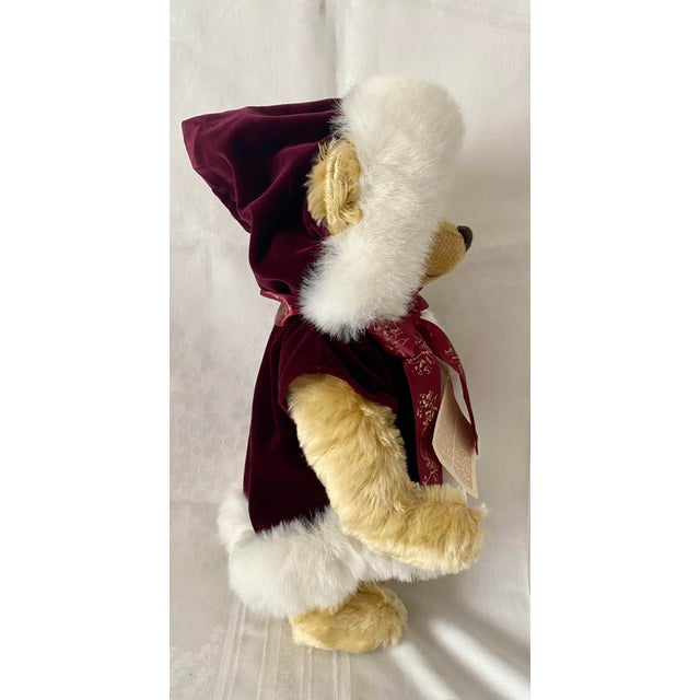 Vintage 1996 Mohair Hermann-Coburg Annual Christmas Bear - Limited Edition German Mohair Teddy Bear With Growler, Tags Included Excellent Condition For Sale - Image 9 of 14