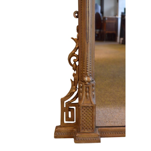 Wood Large Antique Giltwood Overmantel Wall Mirror, 1899 For Sale - Image 7 of 18