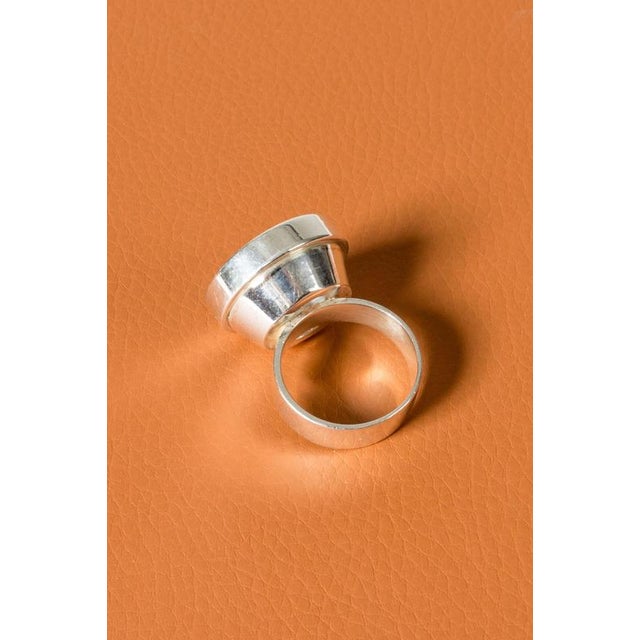 Metal Mid-Century Silver and Rock Crystal Ring by Elis Kauppi, 1964 For Sale - Image 7 of 8