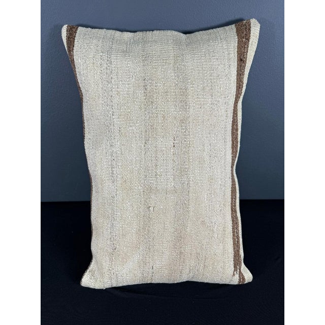 Turkish Hemp Pillow Cushion Natural Beige Brown Pillow Cushion Cover 16" x 24" For Sale - Image 4 of 4