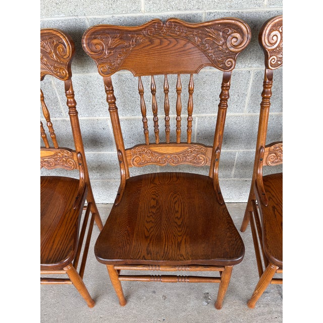 Tom Seely Oak Press Back Dining Chairs - Set of 4 For Sale In Philadelphia - Image 6 of 13