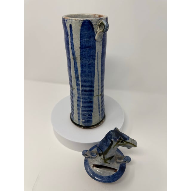 Ceramic 20th Century Scandinavian Style Pottery Vessel (Still Bank) With Horse Head For Sale - Image 7 of 12