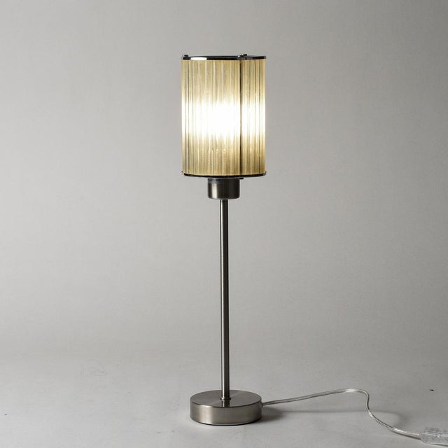 Art Deco Brushed Metal and Glass Table Lamp For Sale - Image 11 of 18