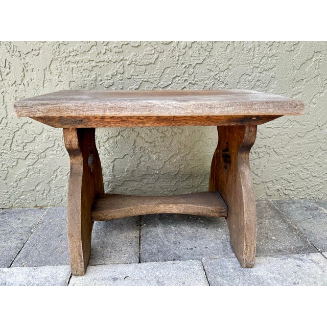 Antique Early 20th Century Handcrafted Solid Wood Rustic Footstool or Milking Stool For Sale In Orlando - Image 6 of 11