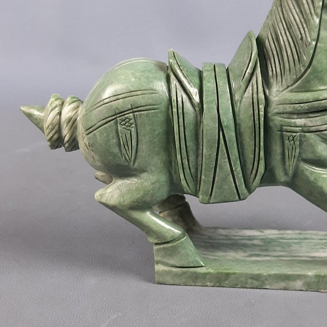 Chinese Jade Horse Sculpture on Wooden Base, 20th Century For Sale - Image 11 of 18
