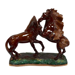 Antique Couple of Horses in Barbotine by Prunet