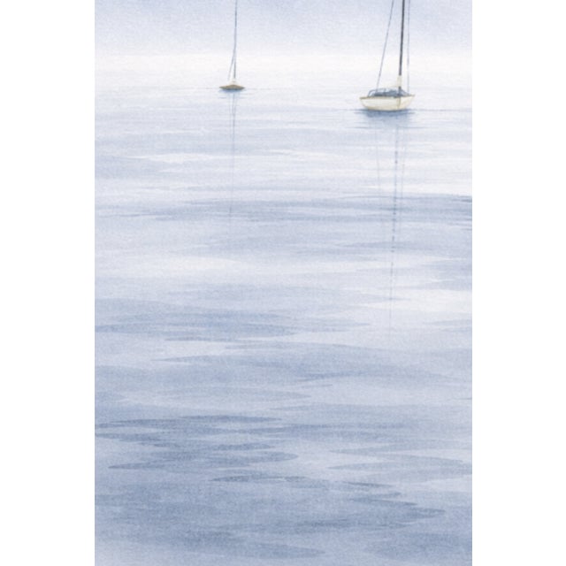 Paint Minimalist Sailboat Seascape, Soft Coastal Art Print, 24″ × 36″ For Sale - Image 7 of 9
