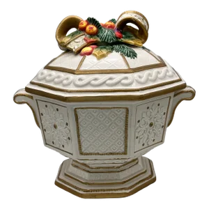 Fitz & Floyd Holiday Christmas Snowy Woods Lidded Serving Dish Tureen