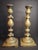 A matching pair of tall, elaborate Polish Judaica Sabbath candlesticks featuring classical acanthus leaf molding, baluster...