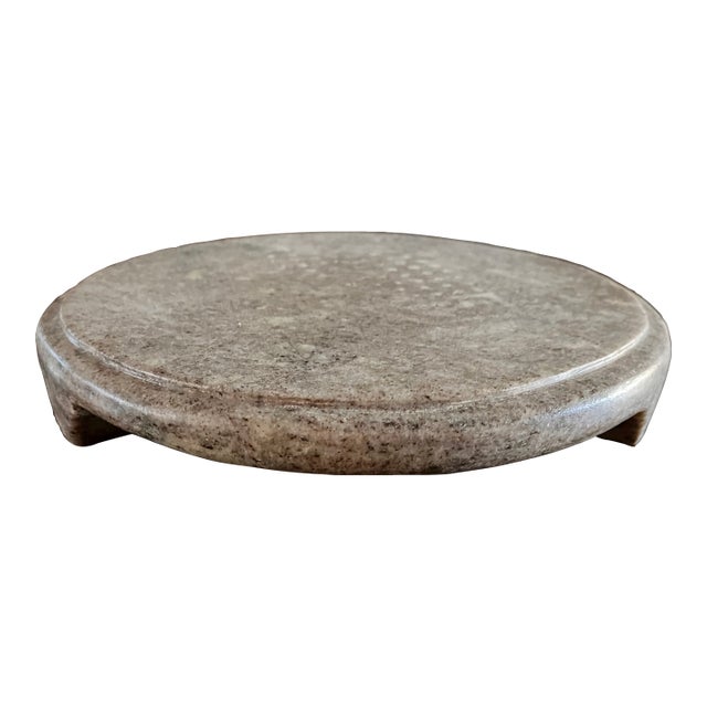 Late 20th Century Natural Unpolished Gray Marble Footed Plateau/Riser/Cheese Board For Sale