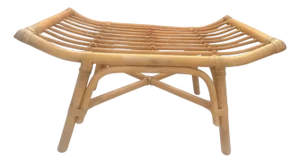 Bentwood Bamboo & Rattan Saddle Bench Stool Ottoman