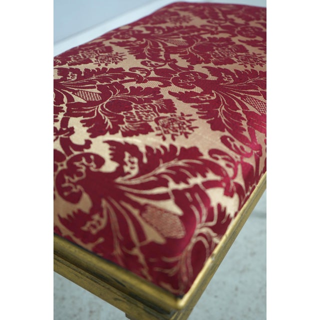 Pair of Red & Gold French Louis XVI Ottomans Footstools For Sale - Image 4 of 9