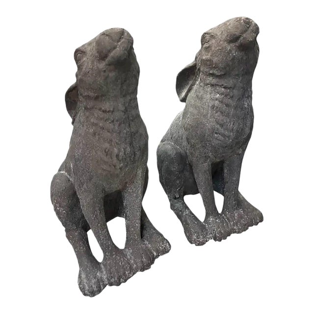 A Pair of Vintage Cast Iron "Moon Gazing" Hares For Sale