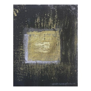 Quiet Glow.I White Framed Gold Leaf /Black Painting For Sale