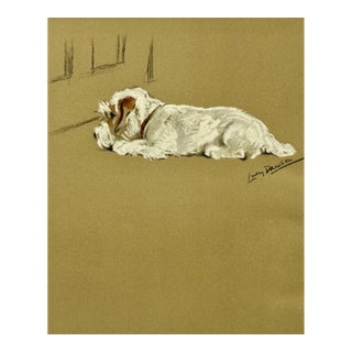 Sealyham Terrier Dog Waiting at the Door by Lucy Dawson, 1946 For Sale
