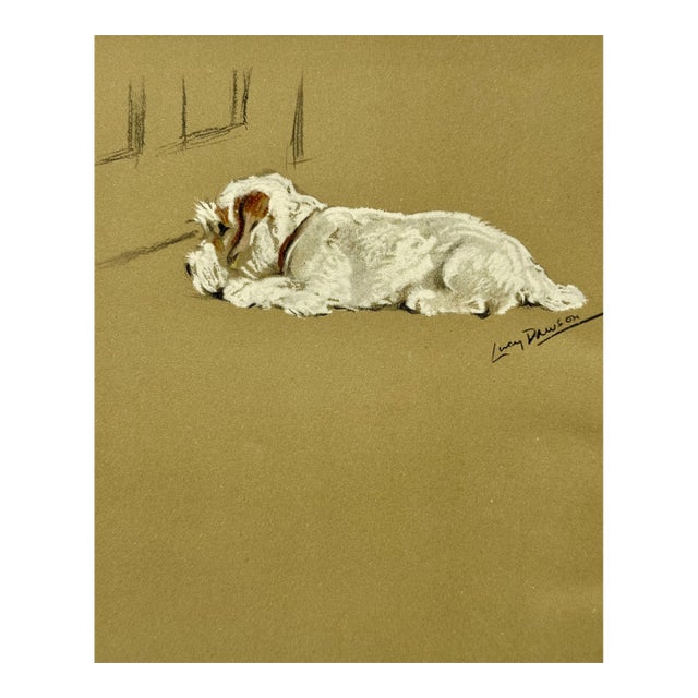 Sealyham Terrier Dog Waiting at the Door by Lucy Dawson, 1946 For Sale