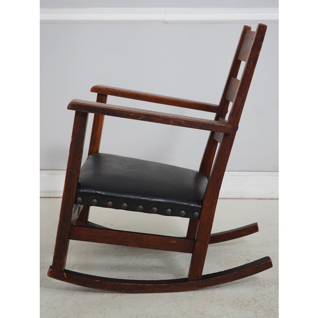 Mission Stickley Brothers Antique Mission Oak Small Rocking Chair For Sale - Image 3 of 18