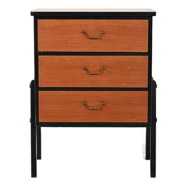 Small Scandinavian Black Lacquered Chest of Drawers, 1950s For Sale