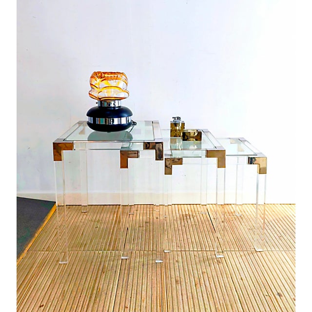 Methacrylate Nesting Tables, 1980s, Set of 3 For Sale - Image 10 of 10