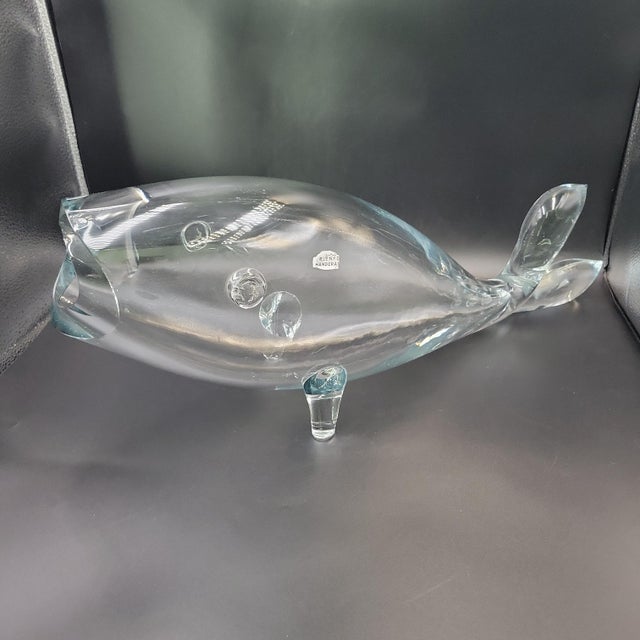 Late 20th Century Blenko Glass #971l Large Crystal Fish Vase Designed by Winslow Anderson For Sale - Image 16 of 16