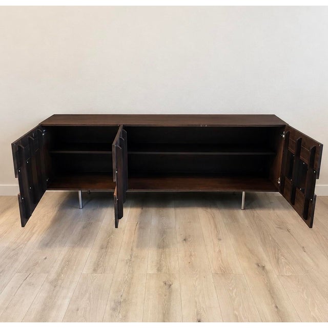 2020s Seared Oak Sideboard With Polished Stainless Steel Inlay. For Sale - Image 5 of 8