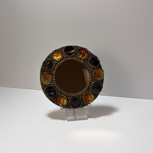 Gold Brutalist Murano Glass Mirror from Creaciones Gobesso, Italy, 1983 For Sale - Image 8 of 10