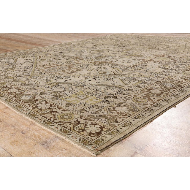 Beige Antique Persian Heriz Rug, 09'03 X 12'00 For Sale - Image 8 of 10