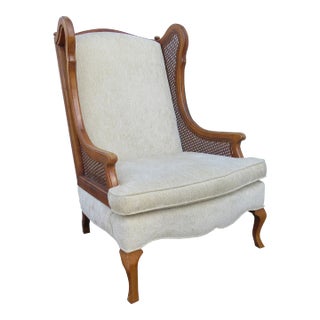 Vintage Cane Wingback Chair For Sale