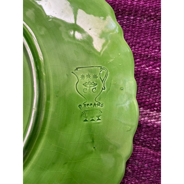 1960s 1960s Large Italian Majolica Green Plates- a Pair For Sale - Image 5 of 9