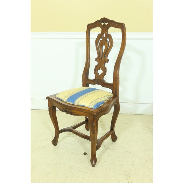 1950s Set of 8 Italian Walnut Carved Dining Room Chairs For Sale - Image 5 of 13