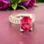 Diamond Tourmaline Rubellite Ring 3 Platinum 3.72 TCW Certified For Sale - Image 12 of 17