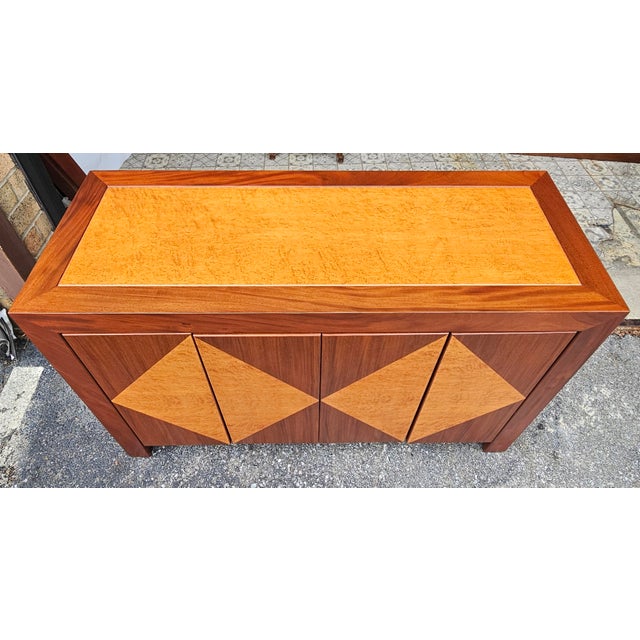Late 20th Century Contemporary Solid Rosewood and Birdseye Maple Sideboard For Sale - Image 5 of 11