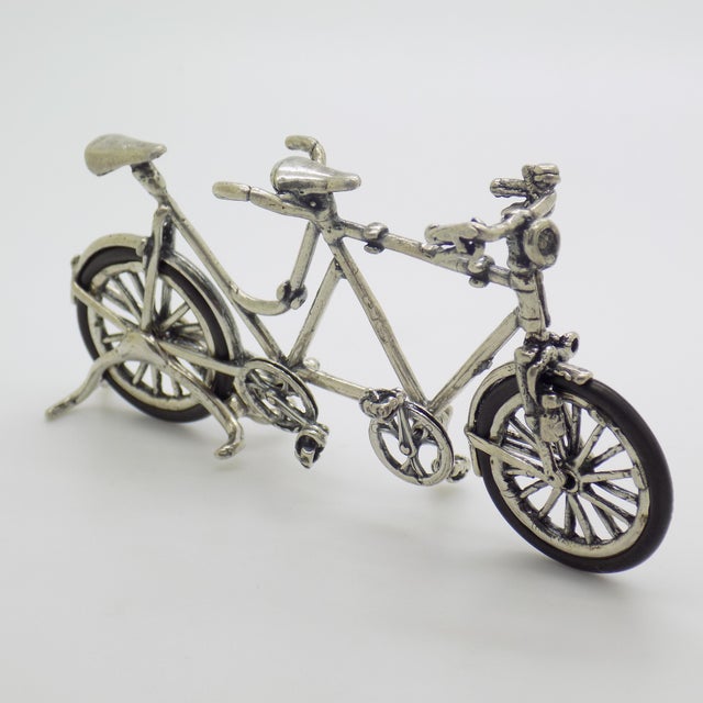 Metal Large Vintage Italian Silver 800 Tandem Bicycle Figurine, 1970s For Sale - Image 7 of 14