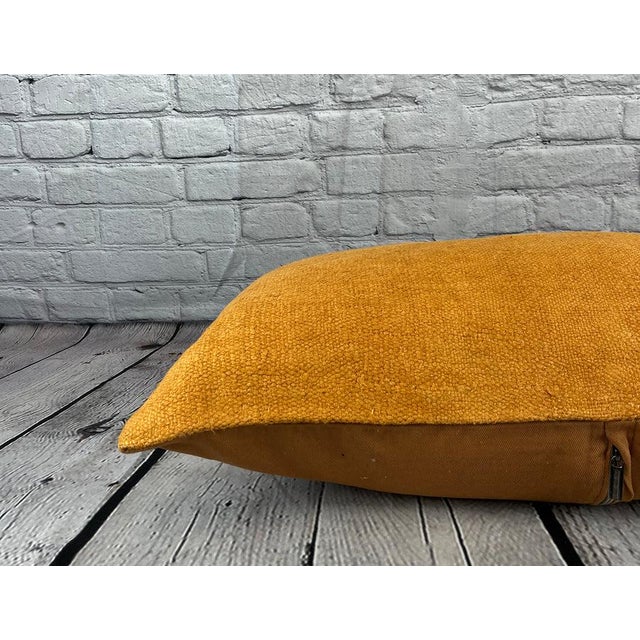 16 x 24 Hemp Pillow Turkish Cushion Natural Orange Pillow Cushion Cover For Sale - Image 4 of 4