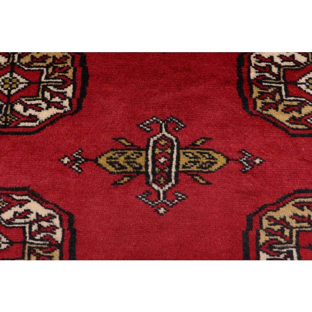 Tribal Bokhara Red/Beige Hand Knotted Wool Rug For Sale In New York - Image 6 of 9