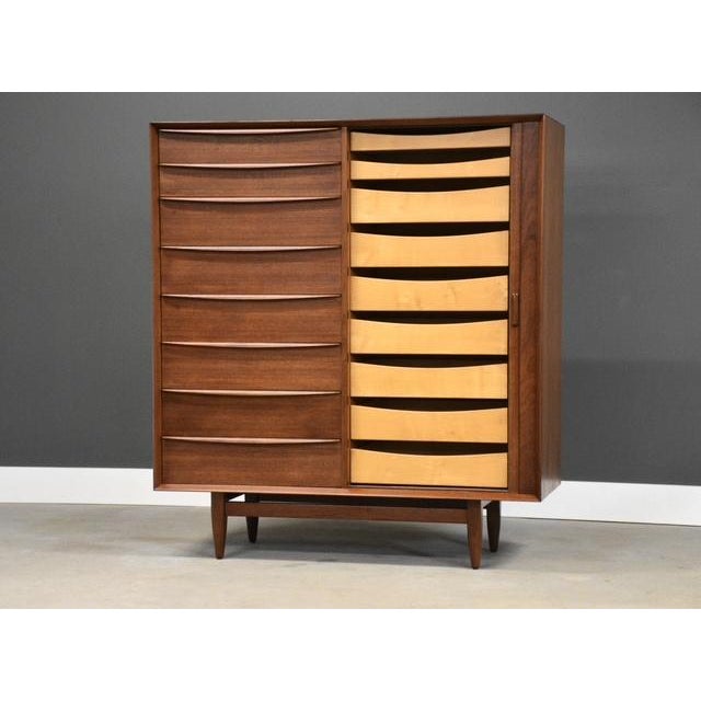 1950s 1950s Refinished Danish Modern Teak Armoire Dresser by Falster For Sale - Image 5 of 14