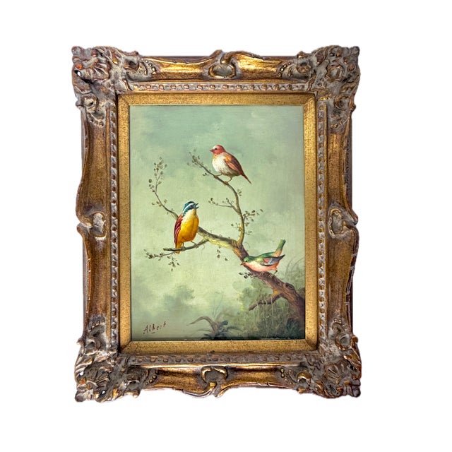 Realism Signed Vintage Wild-Bird Oil Painting by Jeanine Albert For Sale - Image 3 of 13