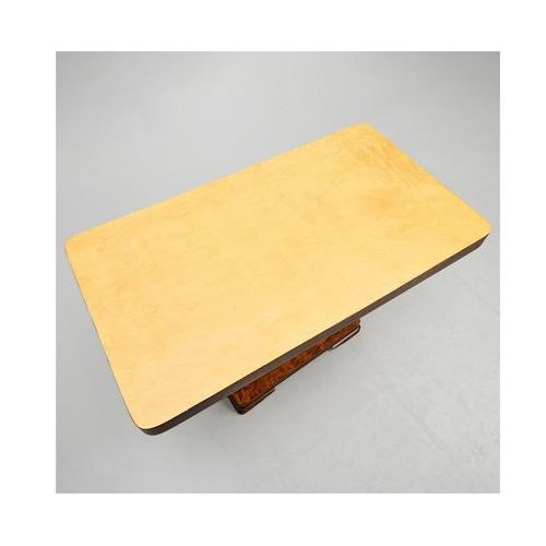 Art Deco Swedish Tiger Stripe Pedestal Table in Golden Birch, 1920s For Sale - Image 3 of 5