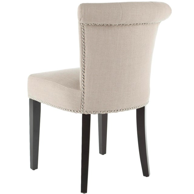 21''H Kd Side Chairs With Silver Nailheads in True Taupe & Espresso - a Pair For Sale - Image 4 of 9