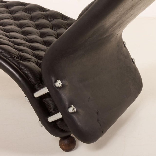 Black Leather Chaise Longue by Verner Panton for Fritz Hansen, 1970s For Sale - Image 14 of 18