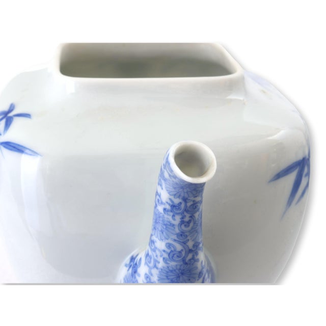 Blue Late 19th Century Japanese Meiji Porcelain Bamboo Tea Set, 3 Pieces For Sale - Image 8 of 12