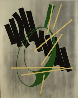 Huge 1986 Hail Nigel Oil Chalks Abstract Composition Drawing, Framed