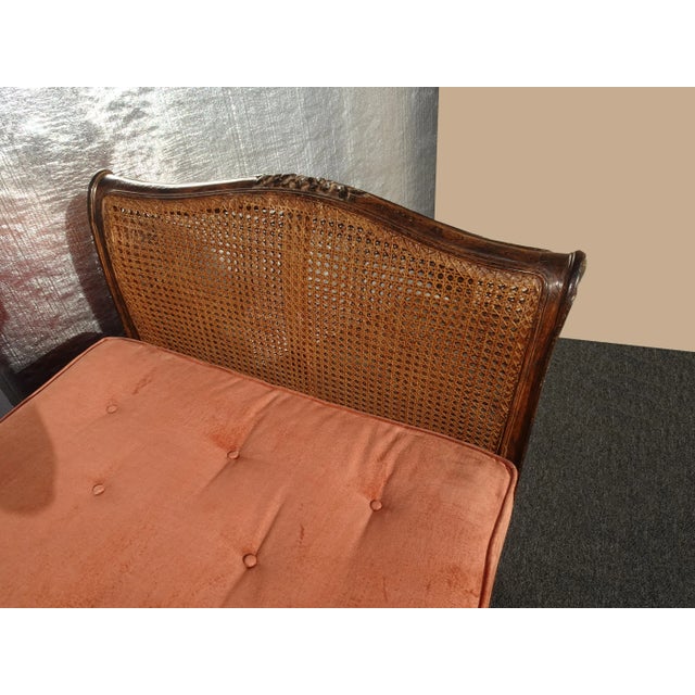 Orange Vintage French Louis XVI Daybed ~ Cane Bed W Orange Velvet ~ Chaise Lounge For Sale - Image 8 of 12