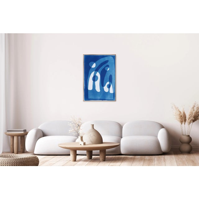 This is an exclusive handprinted unique cyanotype that takes its inspiration from the mid-century modern shapes. It's made...