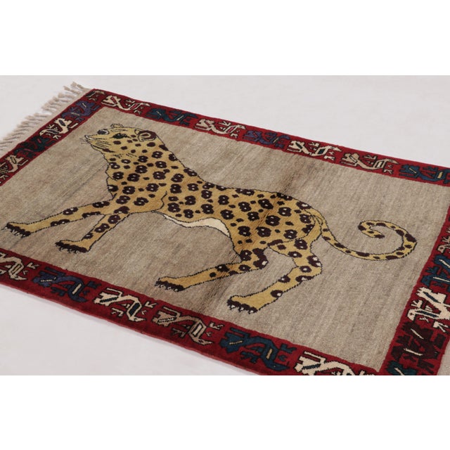 1950s Vintage Leopard Pictorial Gabbeh Rug by Rug & Kilim, Afghanistan, 1950-1959 For Sale - Image 5 of 10