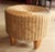 Round Rattan, Bamboo and Wooden Side Table - Foot Stool - Ottoman Vintage For Sale - Image 4 of 9